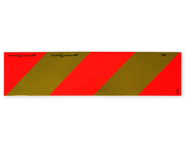 rechteckiges Heckmarkierung ECE70.01 schraffiert rot-fluoreszierender Folie und gelber Reflexfolie