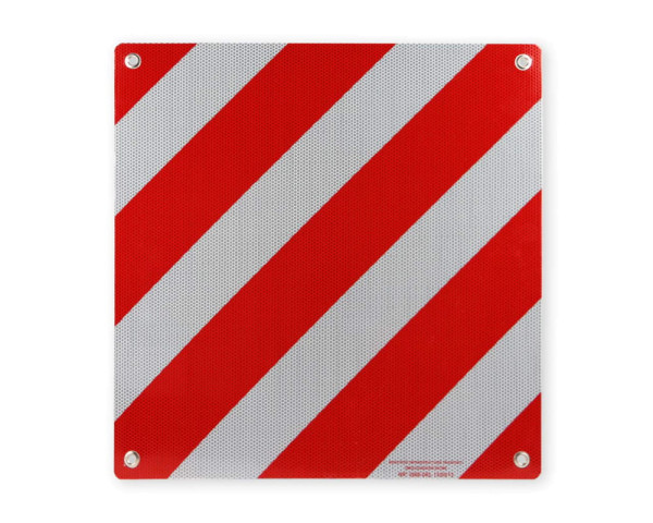 quadratisches rot/weiß-schraffiertes Warnschild für Italien