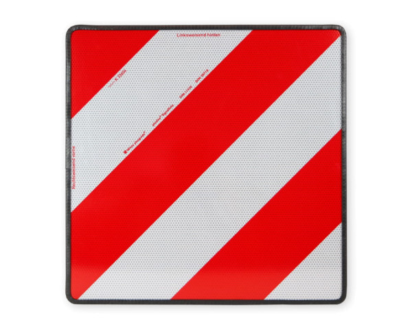 Quadratische Parkwarntafel rot/weiß schraffiert mit Kantenschutz starr