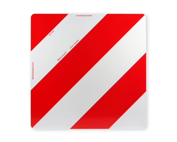 quadratisches rot/weiß-schraffiertes Warnschild